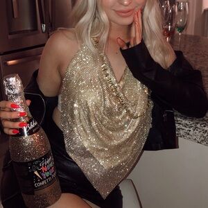 gold rhinestone handkerchief style top